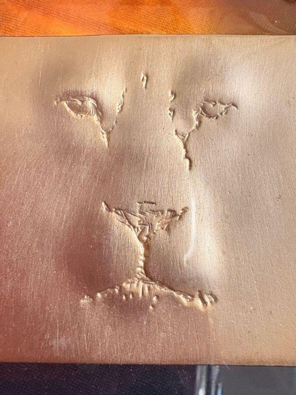 VINTAGE JJ JONETTE Modernist Lion Face Brooch - Gold Tone